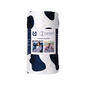 Beddy's cow print roamer blanket blue and white